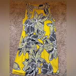 MSK Bright Yellow Floral Sleeveless One-Piece Dress